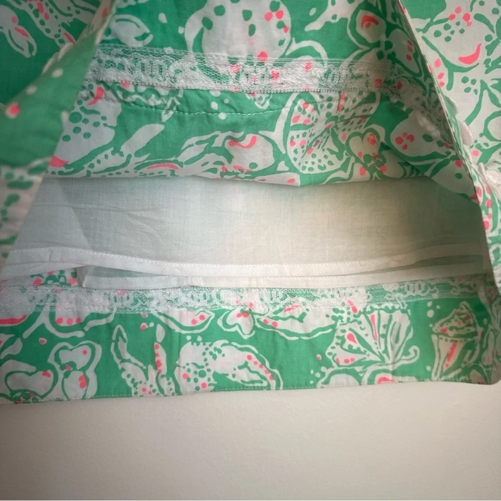 Lilly Pulitzer Beach Bash Corrie Green and White Mini Skirt Size 2